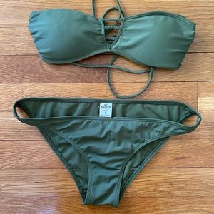 Hollister Army Green Strapless Bikini